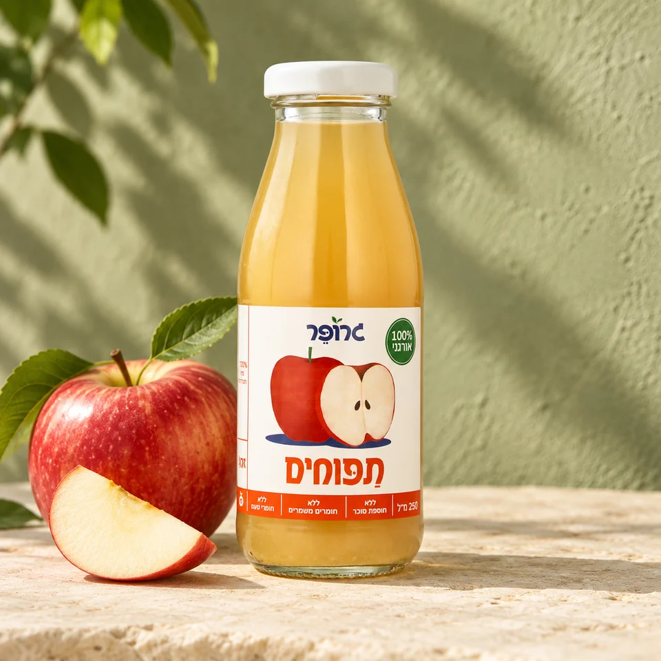 תפוח אורגני 250 מ"ל (12 יח' באר' / יבש) גרופר — גרופר הסדרה הטבעית