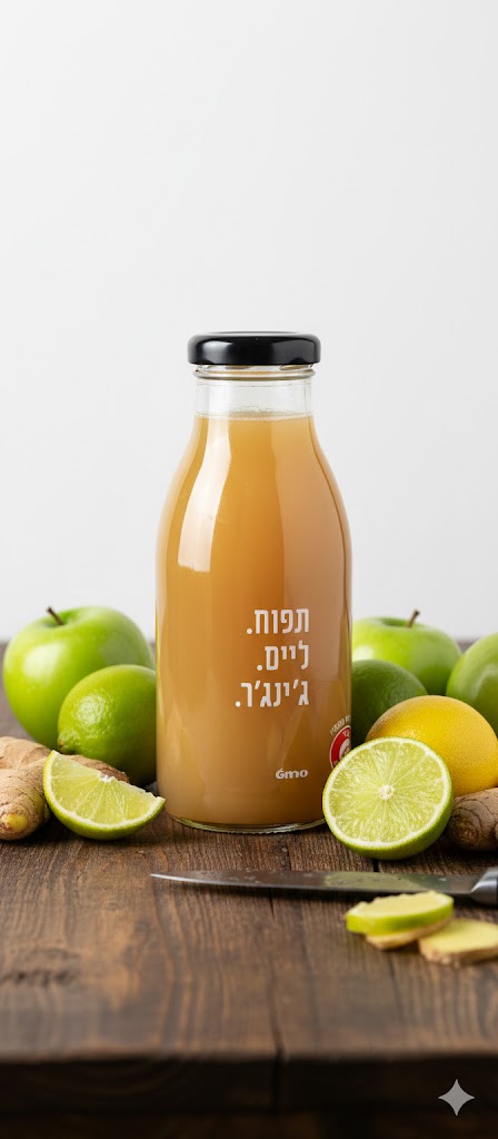 תפוחים ליים וג'ינג'ר 250 מ"ל (12 יח' / מצונן) סחוט